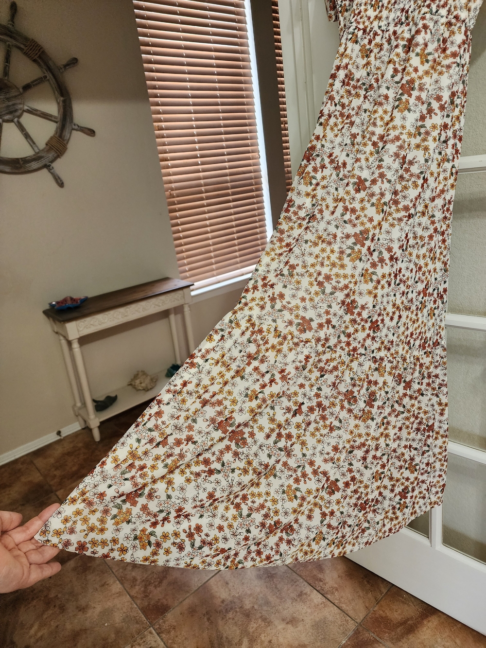 Ember Floral Smocked Maxi Dress Cottagecore Boho Flutter Sleeve Medium - Picture 7 of 13